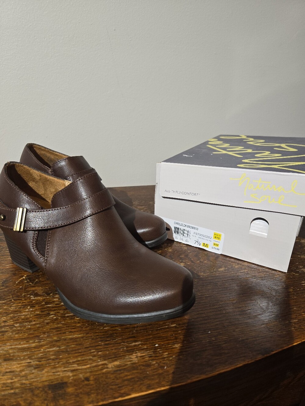 Natural Soul Naturalizer Dark Brown Memory Foam Booties/boots Size 7.5 NEW